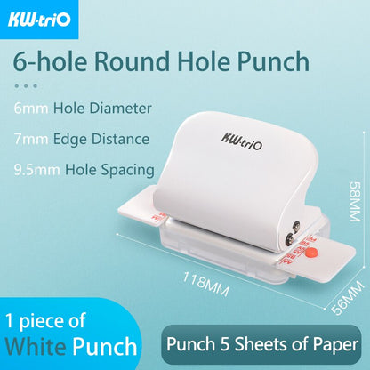 KW-triO 6-hole Punch Notebook Round Hole Standard Punch Machine Planner Papers Puncher for A4 A5 B5 Scrapbooking Binding Rings