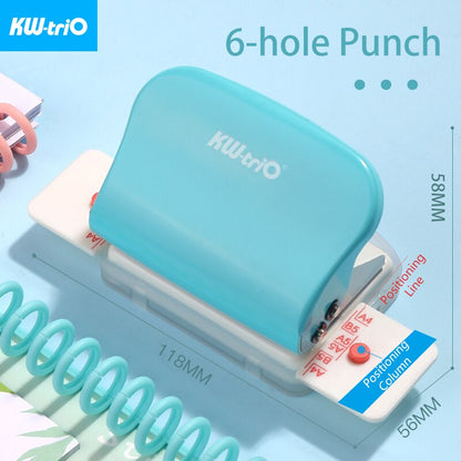 KW-triO 6-hole Punch Notebook Round Hole Standard Punch Machine Planner Papers Puncher for A4 A5 B5 Scrapbooking Binding Rings